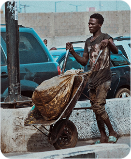 Man with wheelbarrow